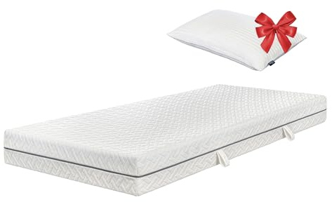Essence Sleep Kallskummadrass – 90 x 200 x 18 cm, 7-zons-skummadrass med 1 kudde, H3 för alla sovtyper, rullmadrass – andningsbar bekväm och hållbar, minnesskum, Öko-Tex certifierad