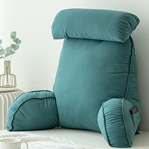 HEATHE Reading Pillow For Bed,Lumbar Support Cushion,Cuddle Cushion,Bed Chair With Arms,Sofa Waist,With Round Pillow,Perfect For Sitting,Reading,or Gaming (Emerald Green)