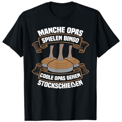 Coole Opas gehen Stockschießen Eisstockschießen Stockschütze T-Shirt