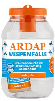 ARDAP Wespenfalle für draußen - Biologische Wespen Abwehr - Wespenfalle zum Aufhängen - Anti Wespen Lockstoff mit Langzeitwirkung – Mittel gegen Wespen, Wespenabwehr draußen - Wespenschutz (PT19)