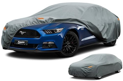 Kayme Heavy Duty Car Cover Waterproof Breathable, Outdoor 5 Layers Full Cover Sun Rain Dust All Weather Protection, Universal Fit Audi A5, Tesla Model 3, Jaguar XK, Ford Mustang etc. (470 to 490 cm)