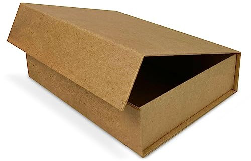 Verpackungswelt Geschenk-Box mit Deckel | 23 x 17 x 7 cm | Geschenk-Karton mit Magnet-Verschluss | Perfekt für Geburtstag, Hochzeit, Weihnachten, Geburt | Geschenk-Verpackung in Braun