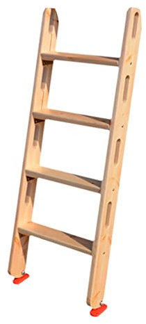 EsEntL Platzsparende Mobile Etagenbettleiter, unlackierte Holzleiter für den Dachboden, einfach zu montierende Studentenwohnheim-Bettleiter mit Haken, 40 cm breit (Farbe: Natur, Größe: 4 Stufen 125