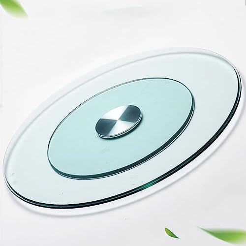 Transparenter runder Drehteller, großer Lazy Susan für Esstisch, Küche, Glas-Drehteller, mit Lager aus Aluminiumlegierung, leichtgängiges Drehgelenk