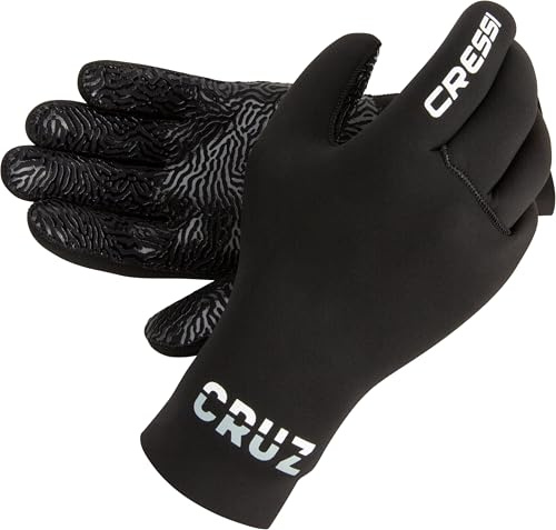 Cressi Cruz Gloves 3mm - Guantes Buceo de Neopreno Negro 3mm Sistema Antideslizante en la Palma, XL/5, Adultos Unisex