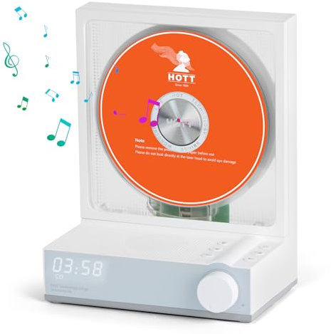 CD Player Portable with Speakers, Bluetooth 5.3 Desktop CD Player with Colorful Lights Portable Desktop Music Player with Remote Control, Support USB/TF/Transcription/Timer/LED Screen for Home/Gift