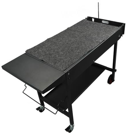 HEEPDD Outdoor Grill Dining Cart Iron Table Top Metal Movable Folding Grill Cart Food Prep Table Griddle Stand for Camping Picnic