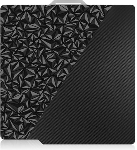 Double Sided Textured PEO PET Build Plate - for Bambu Lab X1/X1C/X1E/P1P/P1S/A1, Smooth Diamond PEO+Carbon Fiber PET Spring Steel Sheet Plate（257x257mm）
