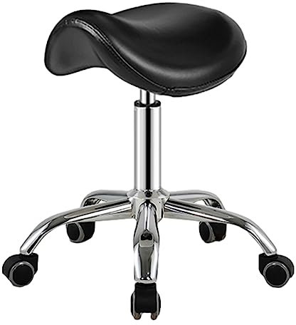 SXTYFBB Sattelhocker, Rollstuhl für Schönheits- und Medizinanwendungen, robuster, um 360 ° drehbarer Salonstuhl für Friseure, Zahnarztpraxen, Tattoo- und Maniküre-Drehhocker (Farbe: Schwarz)
