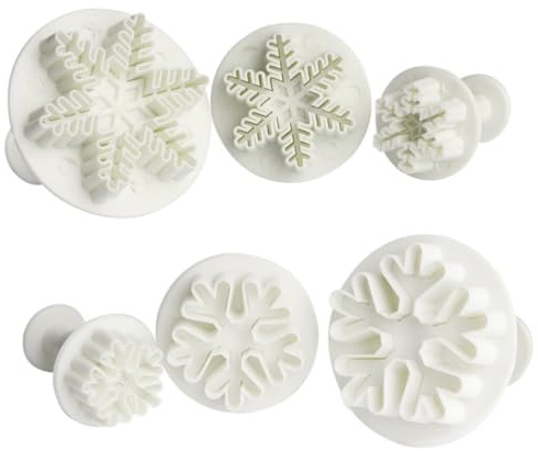 MOBUTOFU 6pcs Random Silicone Christmas Snowflake Cutters for Cookies and Cake Embossing Molds for Baking and Party Decorations