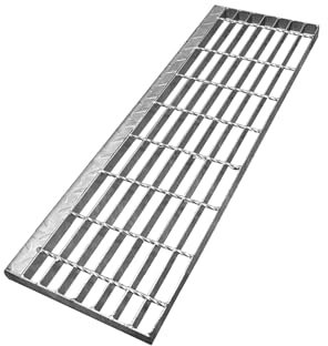 Natotela Peldaños de escalera de acero galvanizado, 800 mm de largo x 240 mm de ancho x 25 mm de alto, resistentes y antideslizantes, rejilla de tracción de seguridad, cubiertas de metal duradero,