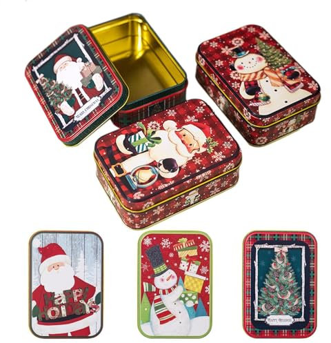 Scatole Per Biscotti Di Natale Con Coperchi,scatola Per Biscotti Di Natale, Decorazione Del Portacarte In Metallo 6 X, Scatola Di Vacanze Di Natale, Scatola Di Biscotti In Metallo Con Coperchio Per