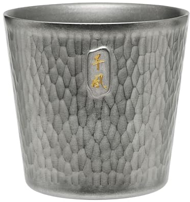 Thous Winds Titan Camping Becher, 300ML Doppelwandige Titan Tasse, Leichter Kaffeebecher Teetasse Trinkbecher Whisky-Becher für Camping, Wandern, Trekking, Picknick (Rinden-Textur Version)
