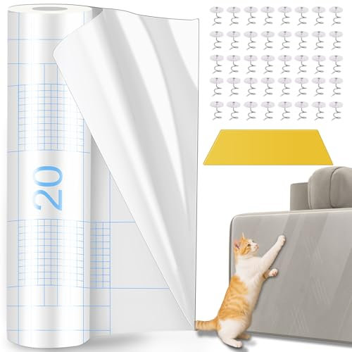 Dictien 40X500CM Protection Canape Chat Anti Griffe, Anti Griffe Chat Canapé, Anti Griffe Sticker Transparent Autocollant de Protection,pour Meubles,Porte,Mur,Comptoirs