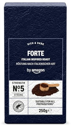 by Amazon Forte Ground Coffee, Italian Inspired Roast Strength No. 5 - Strong, 250g
