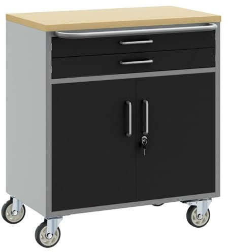 vidaXL Armadio per Attrezzi con Ruote e Ante Serrabili Nero 75x45x85 cm Acciaio