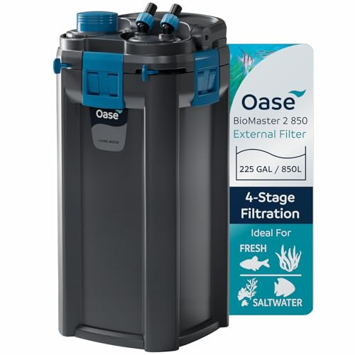 OASE BioMaster 2 850 Kanister Filter für Aquarien - Externer Aquarienfilter mit EasyClean Vorfilter - Leise Leistung - Süß- & Salzwasser, bis zu 225 Gallonen