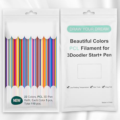 Biglumin 110 st 3D Doodler Pen påfyllningar 22 färger 2,5 mm för 3Doodler Start 3D-penna låg trycktemperatur PCL-filament biologiskt nedbrytbar luktfri