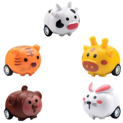 Milisten 5 Coches de Juguete de Fricción para Niños Pequeños Material Abs Diseño de Dibujos Animados Pack de 5 Piezas Adecuado para Cumpleaños y Baby Shower