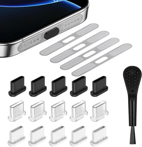RXKFIGX 20 Pcs Kit de Tapa Antipolvo Tipo-C,Cubierta Antipolvo para Altavoz de Teléfono Móvil, Guardapolvo USB para Teléfono Móvil,Compatible con iPhone15/16,Cubierta de Puerto USB C