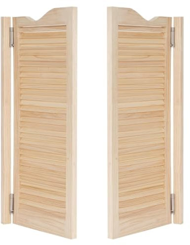 YVYKFZD Saloon Porte Battante intérieure à persiennes, Porte Saloon en Bois Massif, Porte de Séparation avec charnières, Portes de Café Double à 180° Personnalisable(Wood,W115xH100cm(46x40))