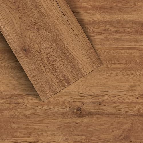 Wild-Wood SPC Vinylboden Klicksystem 2,23 m² Packung (8 Stück) mit IXPE Trittschalldämmung für Fußbodenheizung geeignet wasserdicht & robust 122x23x0,6cm NATURE GRAIND OAK