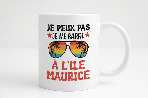 Groovy crea Mug J’peux pas je me barre à l’île Maurice – Tasse humour vacances tropiques – Cadeau original café thé voyage