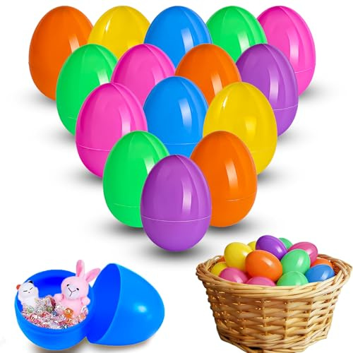 BOOSHMall 50 huevos de Pascua de plástico, huevos de Pascua para colgar, huevos de Pascua para rellenar, coloridos huevos de Pascua, huevos de Pascua vacíos para sorpresas y pequeños regalos para