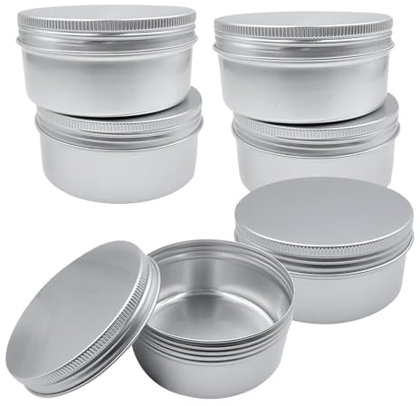 6 Stück Runde Metalldosen mit Deckel, 200ml Blechdose mit Deckel, Silber Metalldose für Aufbewahrung Tee, Süßigkeiten, Snacks