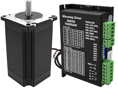 1 Achse Kit Nema23 57mm Schrittmotor 3Nm 300Ncm 425oz.in 3A 2 Phase 4 Wire 1.8 Stepper Winkel & DM556 Stepper Motor Treiber für CNC Graviermaschine 3D Drucker Set