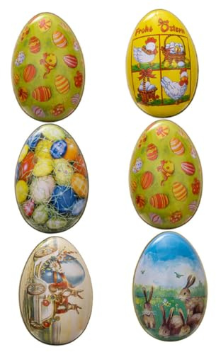BESTYASH 6pcs Easter Candy Tinplate Egg Storage Boxes Set – Small Easter Party Favor Containers Candy and Snack Holder, Colorful Wrapping Boxes for Holiday Treats and Biscuit