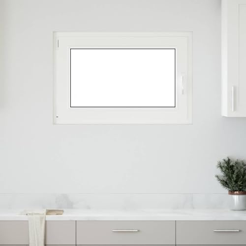 QUAHEAS RISOR Cellar Window 90 x 60 cm PVC and Glass White with 5 Chamber Frame, Tilt and Turn Function, Heat Protection, Sound Insulation, Ideal for Cellar and Indoor Use