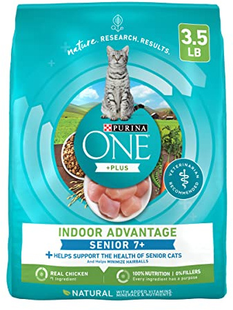Purina ONE Indoor Advantage Senior Dry Cat Food, High Protein, 3.5 lb Bag