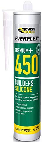 Everbuild Everflex 450 Premium+ Builders Silicone Sealant – Waterproof Seal – Suits Most Building Materials – Internal and External Use – Translucent – 300ml