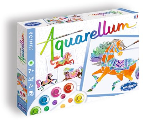 Sentosphere 3900691 - Aquarellum Junior Pferde, Malset 4 Ausmalbilder