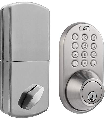 MiLocks TF-02SN Digital Deadbolt Door Lock with Electronic Keypad for Exterior Doors, Satin Nickel