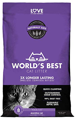 World's Best Litière pour Chat 14 LB (6,35 kg) Parfum Lavande