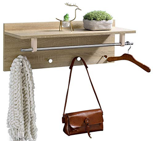 IDIMEX Wandgarderobe Garderobe ULF mit Kleiderhaken Hutablage Kleiderstange, Sonoma Eiche