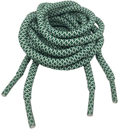Big Laces Round Rope Style Thick Round Laces 5mm wide (Green White,130cm)