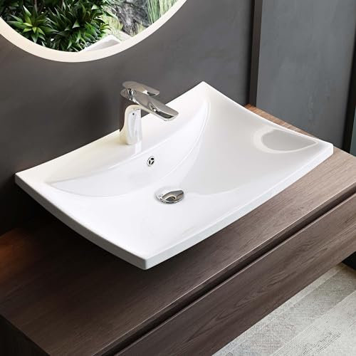 Mai & Mai Lavabo da Appoggio 60.5X44X18cm, Lavandino Bagno Lavabo in Ceramica Nano Rivestimenti inclusi Brüssel709