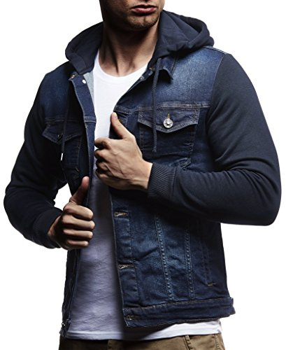 Leif Nelson Giacca di Jeans Uomo con Cappuccio LN-5615