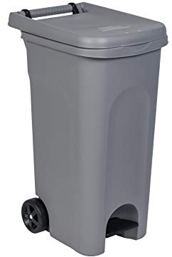 Kreher Garten- und Abfalltonne mit Pedal, Müllsackhalterung und 80 Liter Nutzvolumen. Maße 51 x 40 x 79,5 cm. (Grau)