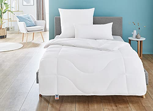 Irisette Lotte 4-Jahreszeitendecke - Produziert in Deutschland - Steppbett mit Top Cool Gewebe, 95 Grad waschbar, inkl. Aufbewahrungstasche, 135 x 200 cm, weiß, Öko-Tex Zertifiziert