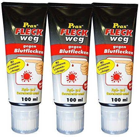 3 x Prax FLECK weg gegen Blutflecken 100ml, Fleckentferner, Reinigungsmittel