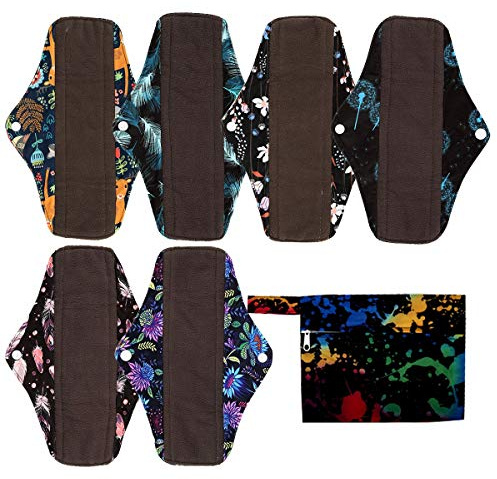 7pcs Set 1pc Mini Wet Bag +6pcs 10 Inch Regular Cloth Mama Cloth/Menstrual Pads/Reusable Sanitary Pads(Ink)