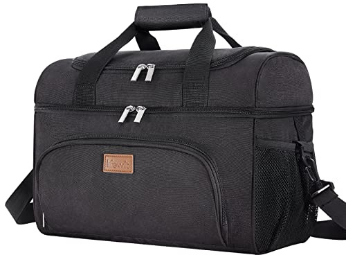 Lifewit Insulated Cooler Bag, 32 Can Large Leakproof Beach Cooler, Lightweight Portable Double Layer Soft-Sided Travel Ice Chest for Camping, Kayaking, Road Trips, Grocery Shopping, Black