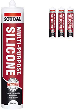 Soudal Trade Multi-Purpose Construction Sealant Silicone (3 Pack) - Brown