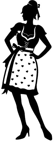 WC-Schild, Toilettenschild „Bayrisch mit Dirndl“ selbstklebend, Damen, Schwarz, L