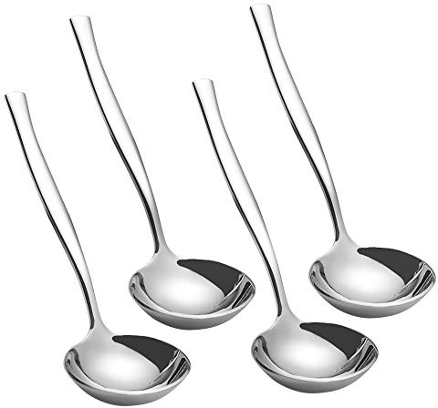 Xowine 4-Piece Stainless Steel Small Gravy Soup Ladles, Gravy Ladle Spoon