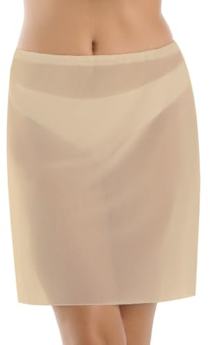 Teyli – Sottoveste Donna in Tulle Leggero – Intimo Trasparente da Indossare sotto Vestiti e Gonne – Morbida e Confortevole da Indossare. Beige L